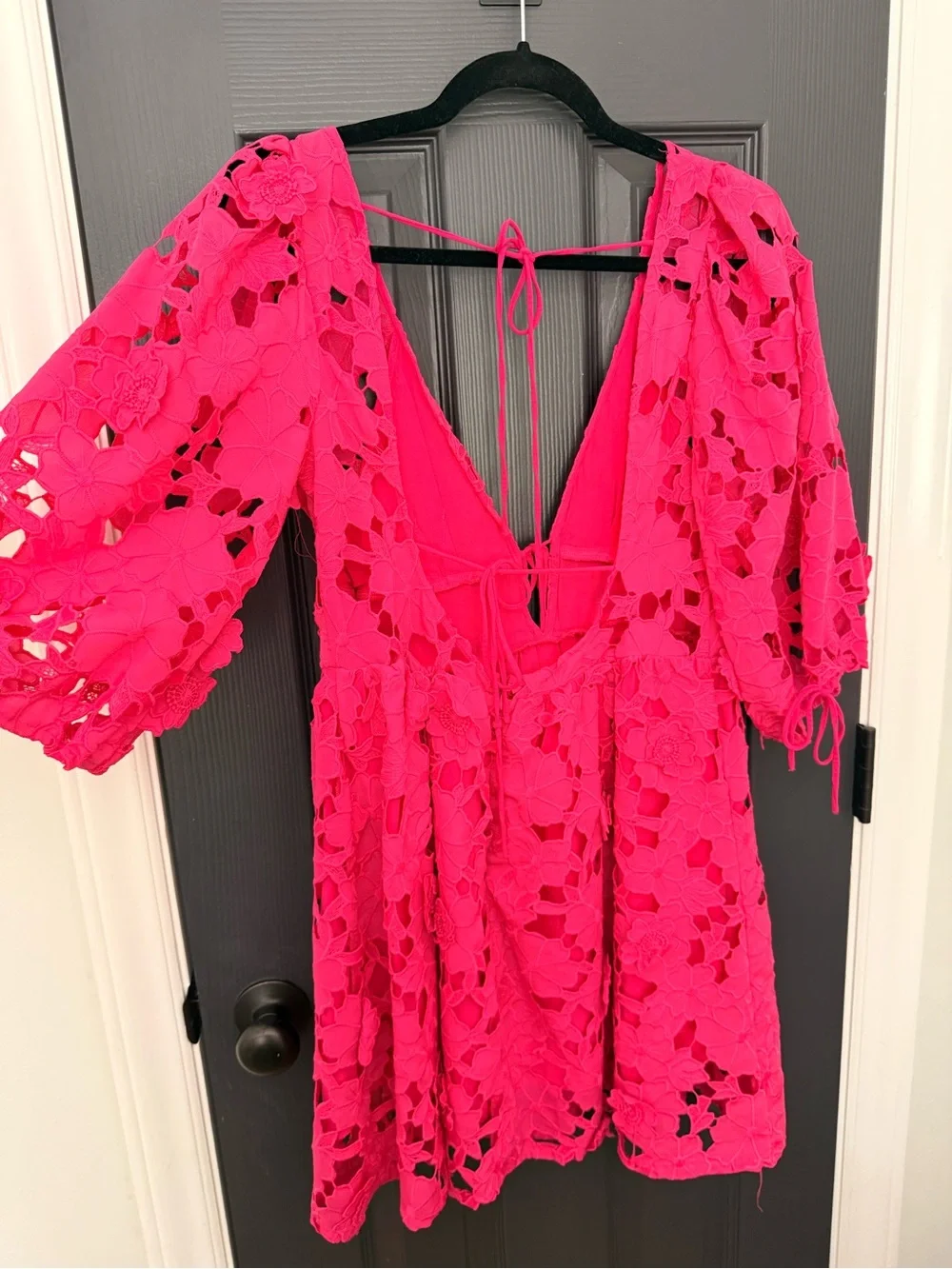 Storia | Hot Pink Floral Lace Mini Dress